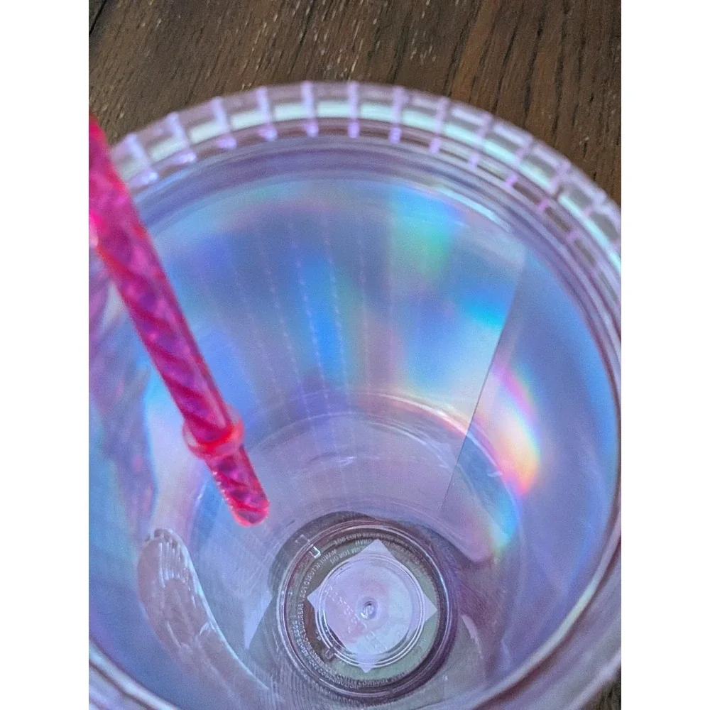 Starbucks 2023 Grid Bubblegum Gradient Pink Silver Iridescent Tumbler Cup 24 oz‎
